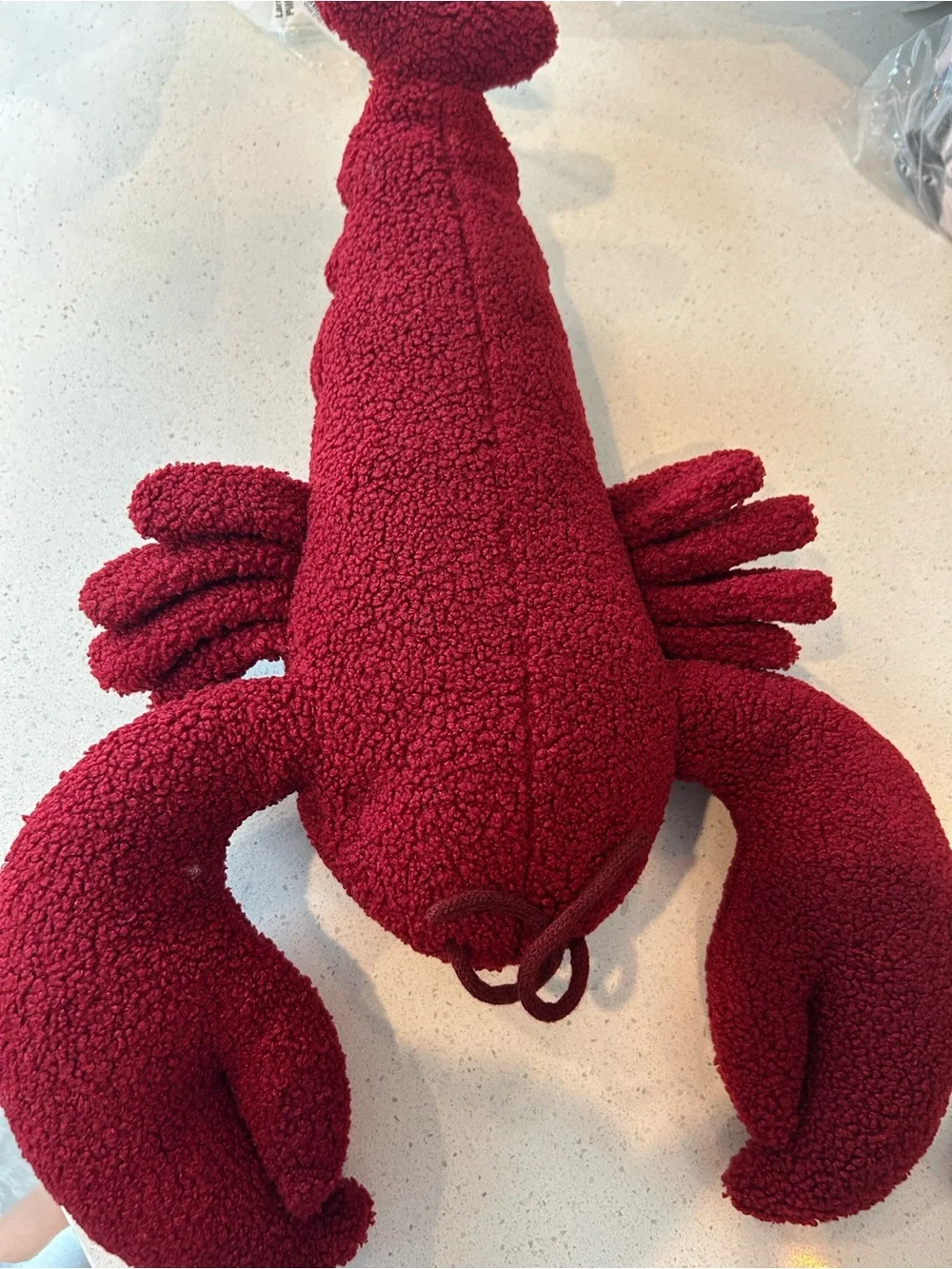 Pottery Barn Larry the Lobster Pillow 7.5x15 Red Coastal Nautical Decor NWOT
